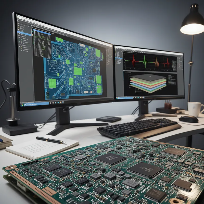 Side-by-side schematic capture and PCB layout comparison between Altium Designer and Siemens Xpedition Standard on a dual-monitor Indian PCB engineer workstation