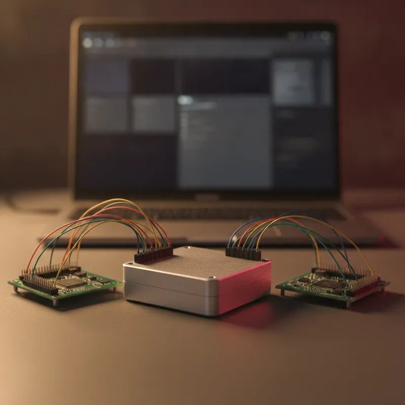 Binho Supernova running in I3C target mode to emulate a device against a customer controller, supported in India by GSAS