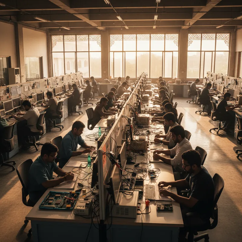 PCB repair workstation in an Indian electronics service centre