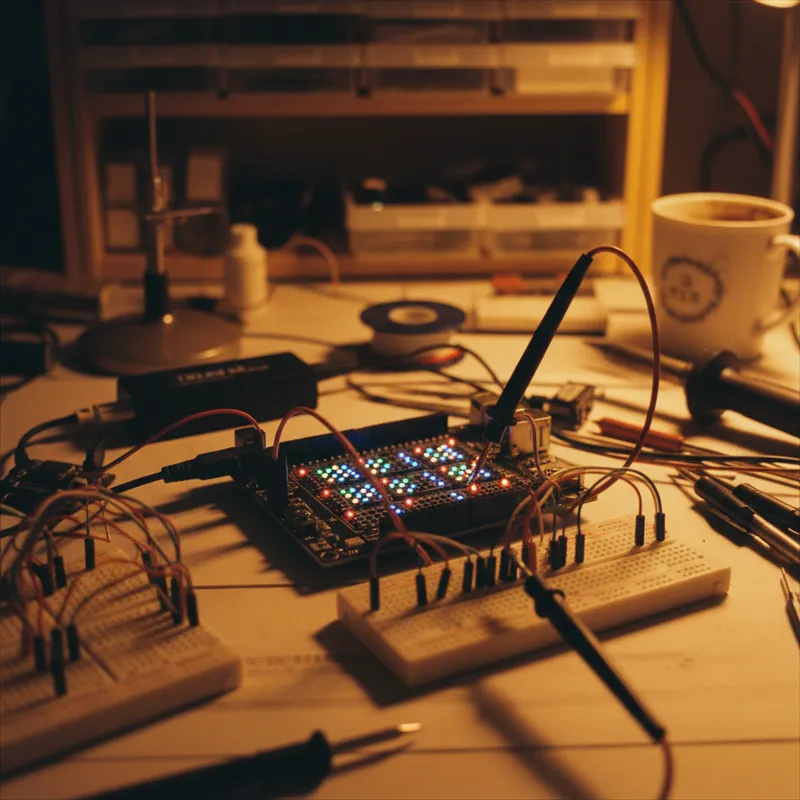 Portable electronics lab setup with Digilent USB instruments and laptop