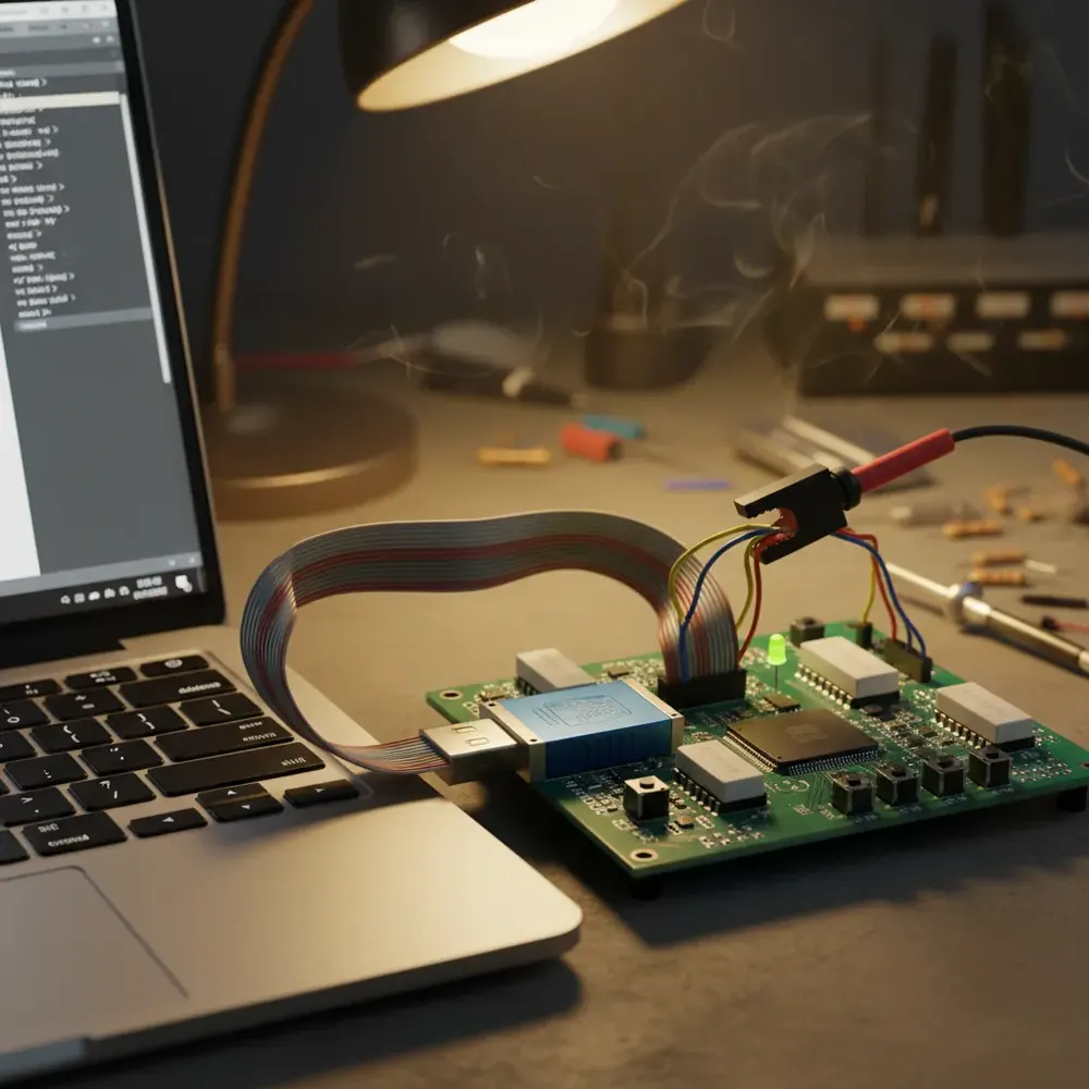 I2C EEPROM programming setup with Aardvark adapter and development board
