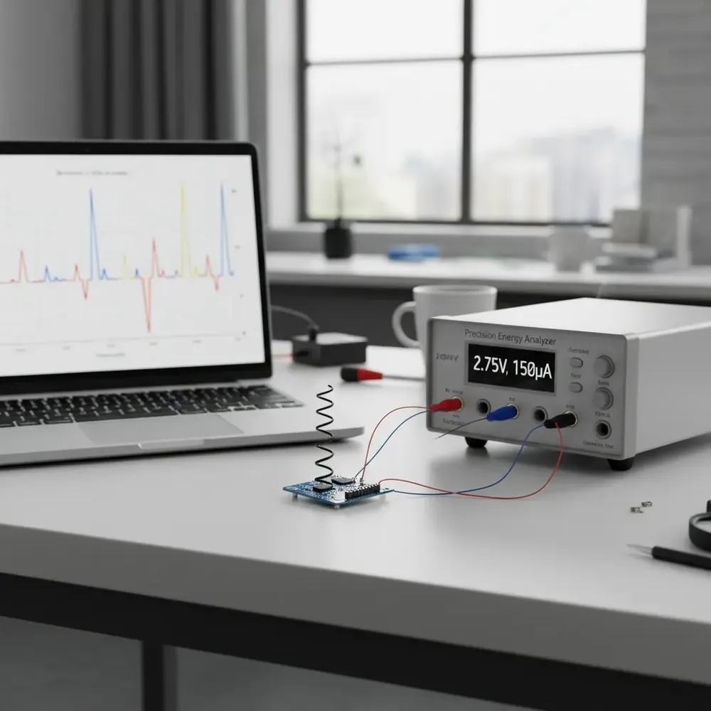 IoT device power profiling workstation with energy analyzer
