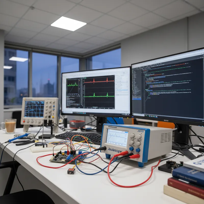 Joulescope JS220 measuring IoT device power consumption