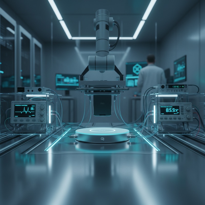 Microtest 9901 wireless charger test system performing FOD and protocol compliance verification