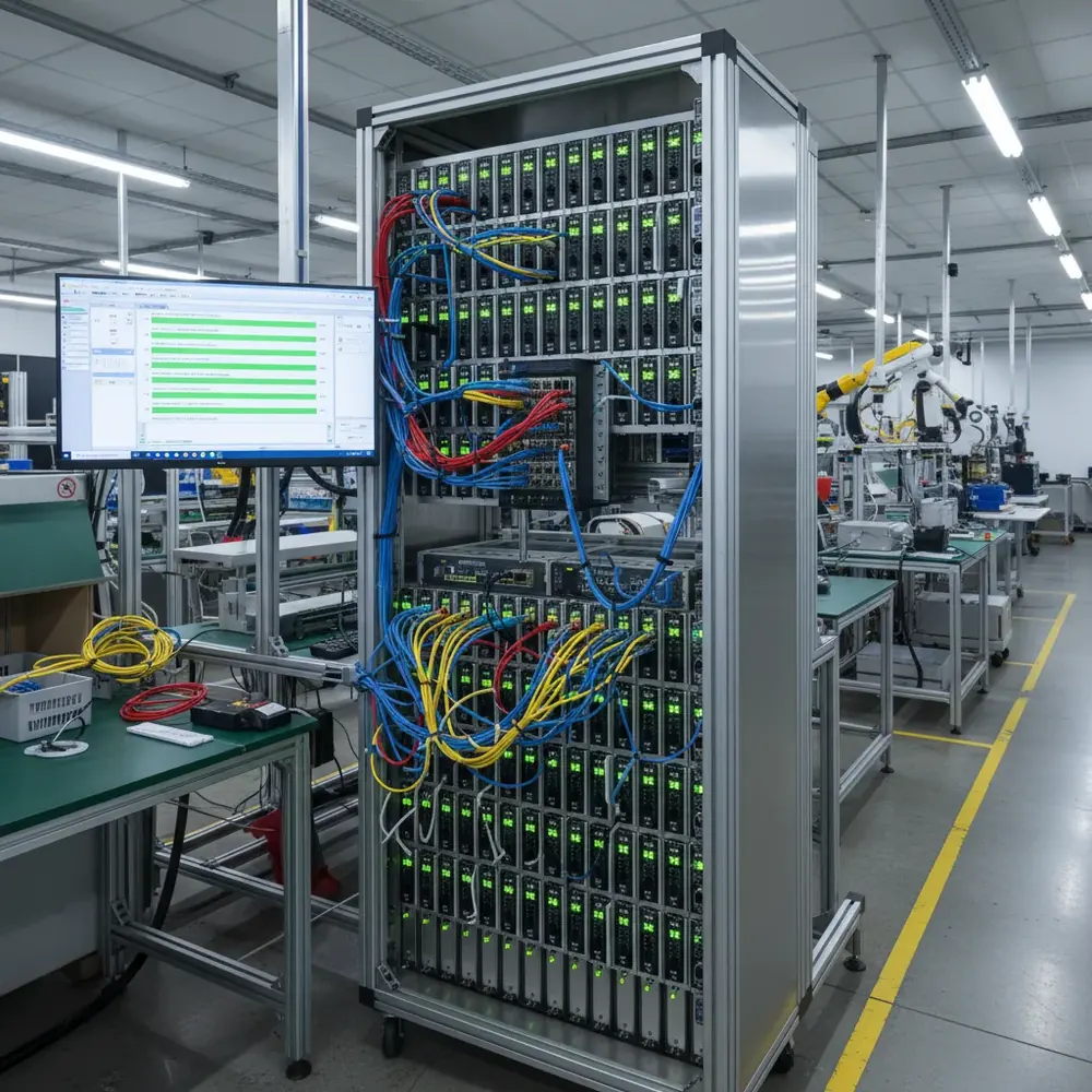 Automated test rack with multiple Promira Serial Platforms connected via Ethernet