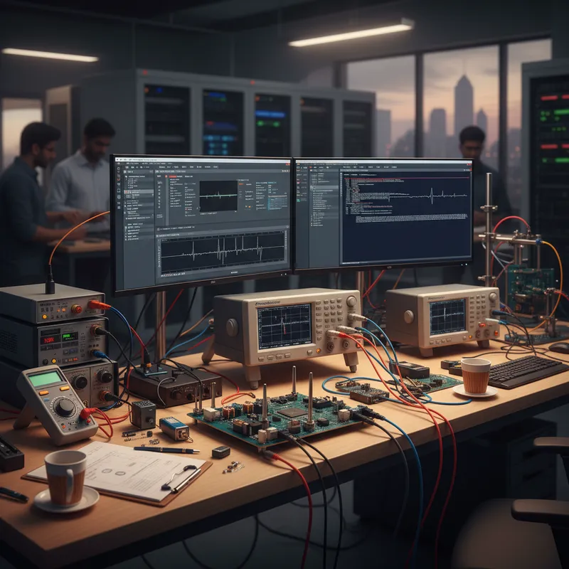 PicoScope 9300 sequential sampling oscilloscope capturing a 10 Gbit/s NRZ eye diagram in an Indian telecom physical layer lab