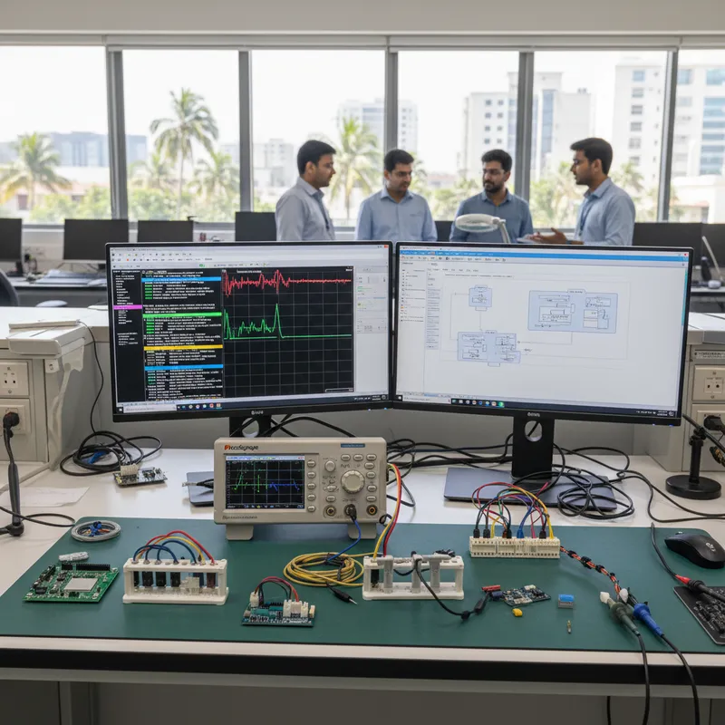 PicoScope oscilloscope decoding CAN-FD frames on an Indian automotive ECU validation bench in Pune