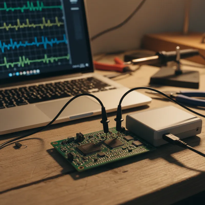 PicoScope measuring inverter switching waveforms in a power electronics lab