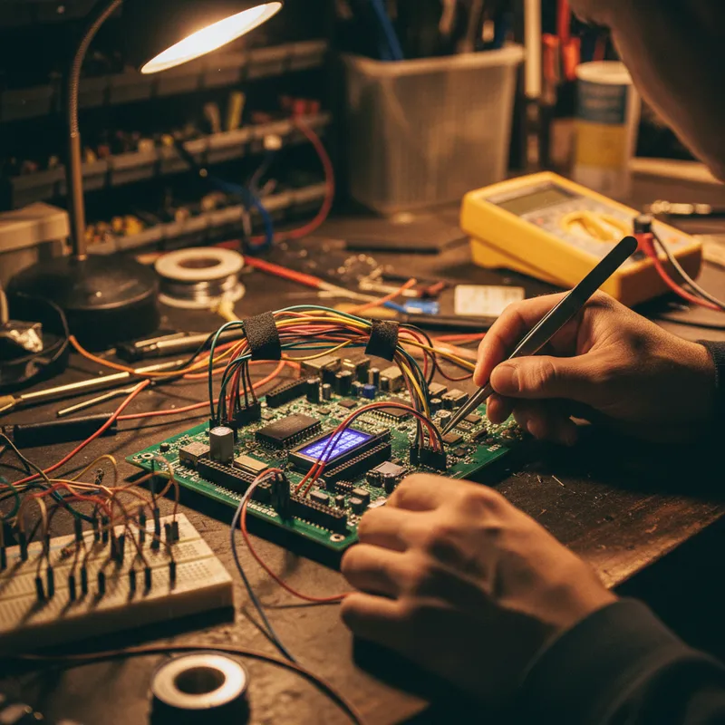 LoRa wireless module connected to microcontroller development board for IoT prototyping
