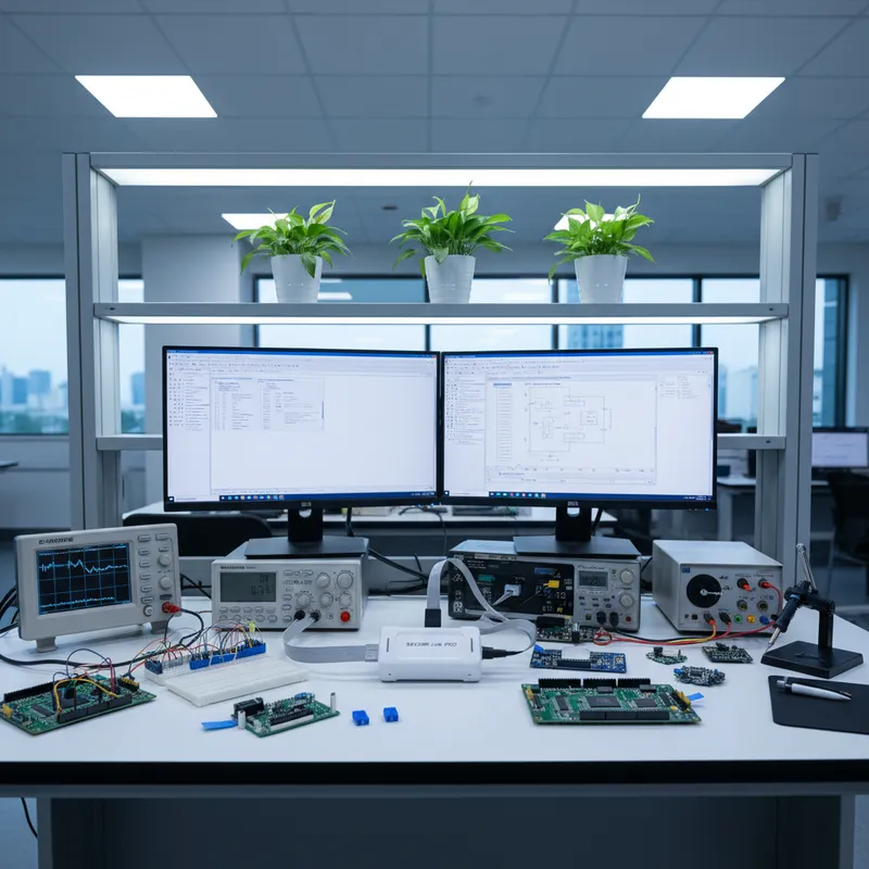 SEGGER J-Link connected to a Silicon Labs EFR32 wireless SoC Matter development board in an Indian embedded lab