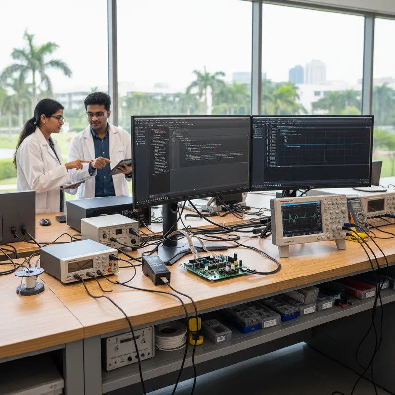 SEGGER Flasher production programmer connected to a PCB on an Indian contract manufacturing line