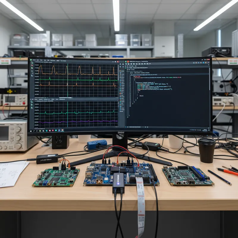 Indian Linux firmware engineer streaming RTT from an NXP i.MX8 Cortex-A53 board over SEGGER J-Link