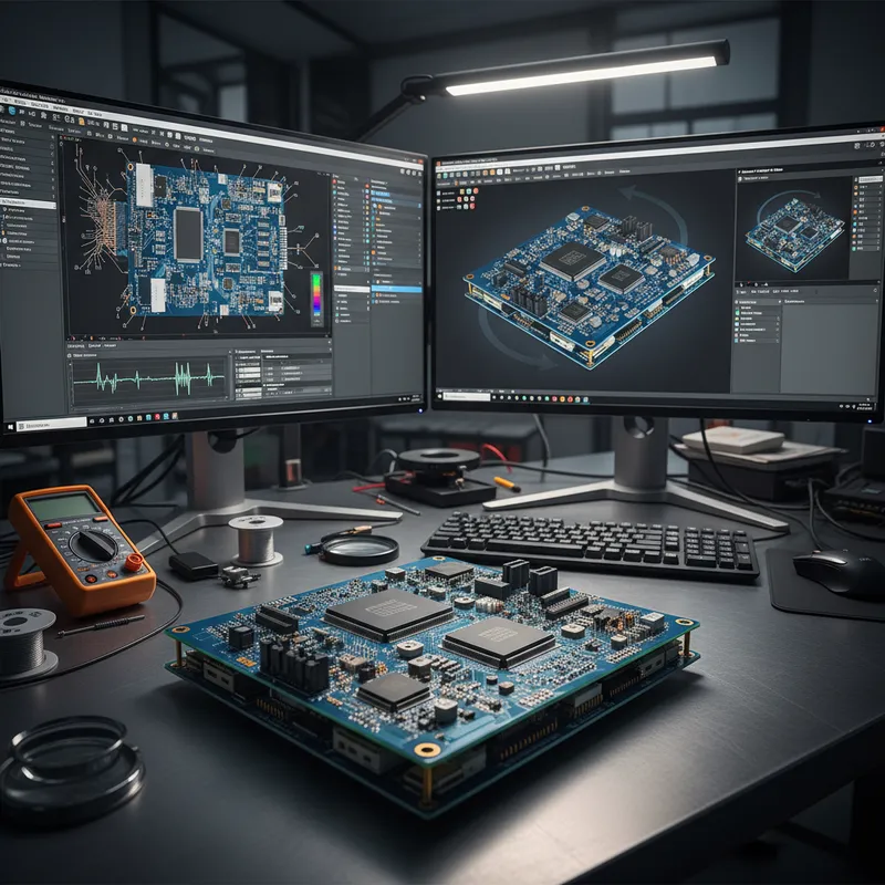 Altium Designer 20 PCB editor with Any Angle Routing, Area Tuning, and improved Trace Sliding panels visible during a high-density board layout session