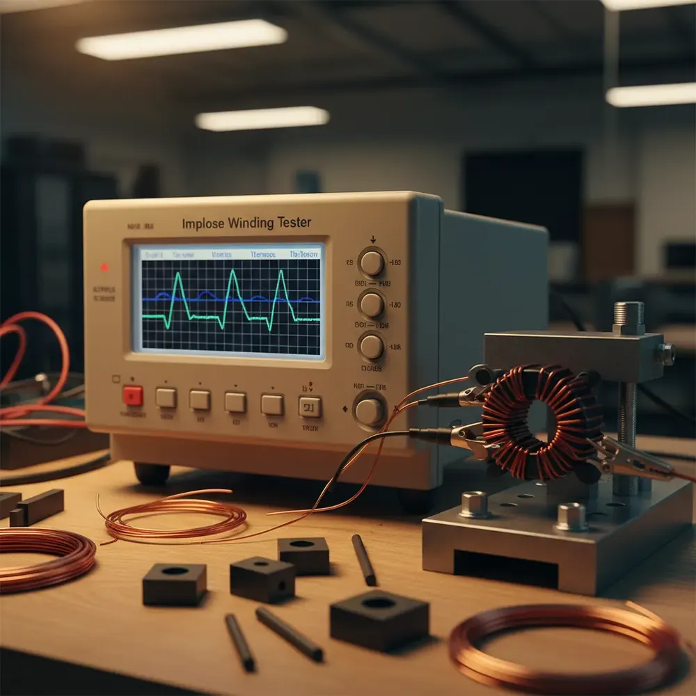 Transformer winding tester with impulse test waveforms on display