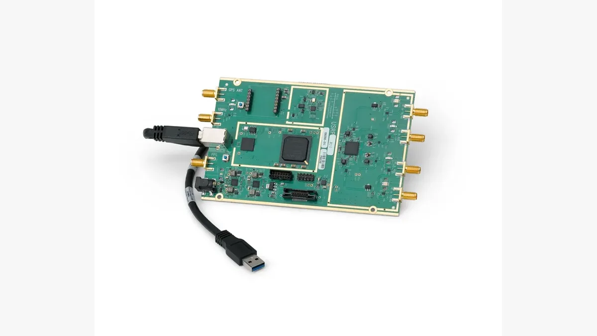 NI Ettus USRP B210 software defined radio, a 70 MHz to 6 GHz 2x2 MIMO platform, available in India from GSAS Micro Systems