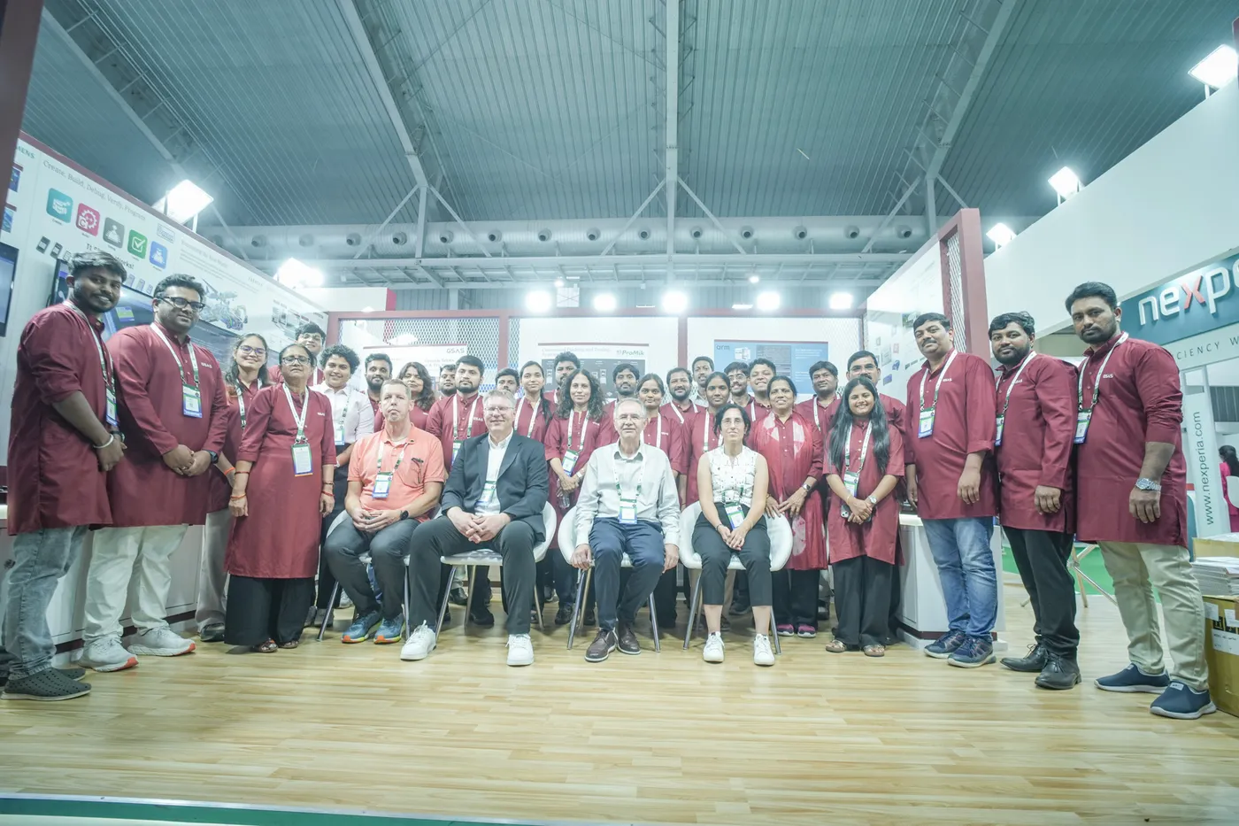 The GSAS Micro Systems team and guests on the stand at electronica India 2026, Bengaluru