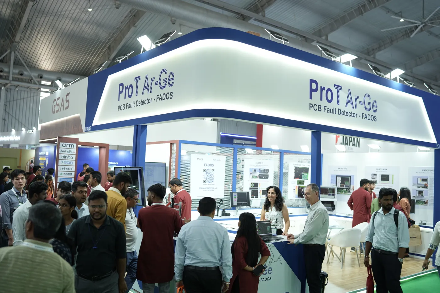 The ProT Ar-Ge PCB Fault Detector (FADOS) stand, Stall H3.I47, next to GSAS at electronica India 2026