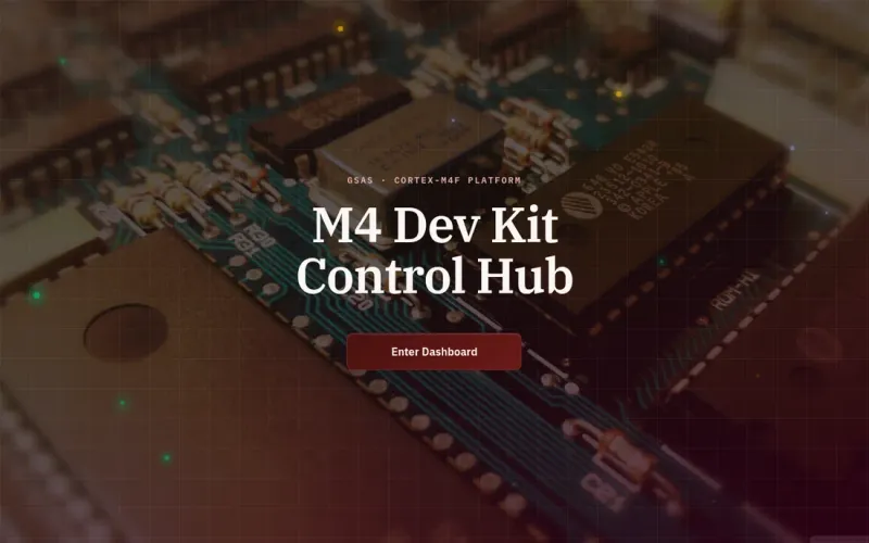 The live Genesis dashboard Control Hub showing sensor readings and controls from a Genesis Cortex-M4 Bridge board