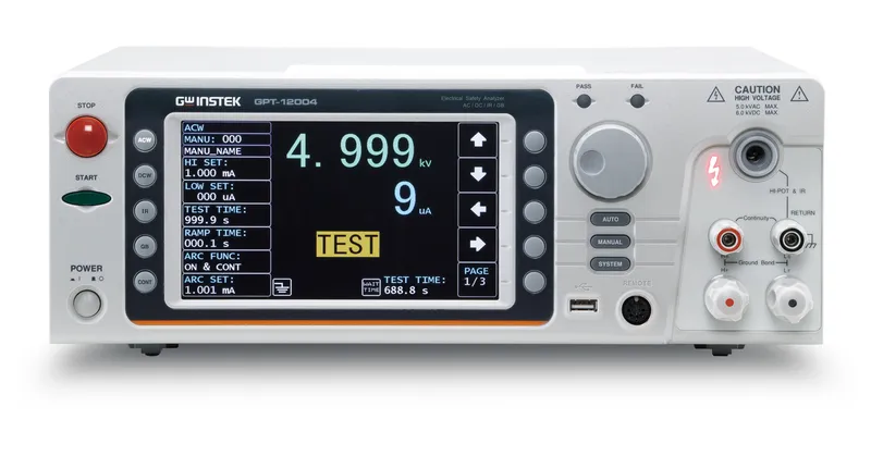 GW Instek GPT-12004: 200 VA Electrical Safety Analyzer (AC/DC/IR/GB + Continuity)