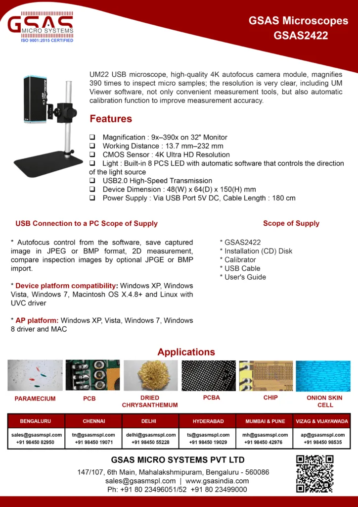 GSAS GSAS 2422 4K Autofocus Inspection Microscope