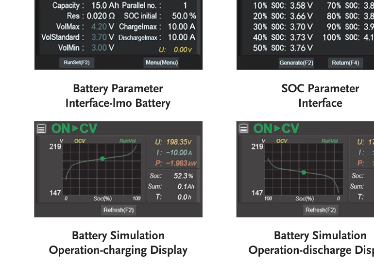 GW Instek RBS Series battery simulation and state-of-charge screens for EV battery testing in India, GSAS