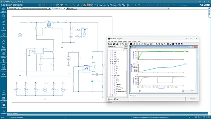 HyperLynx AMS, SPICE + VHDL-AMS mixed-domain simulation