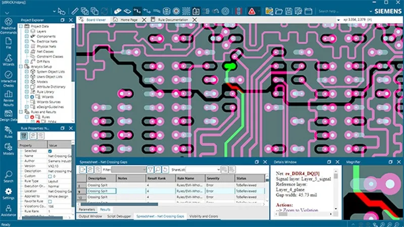 HyperLynx DRC, built-in electrical rules for EMI/EMC, SI, PI compliance