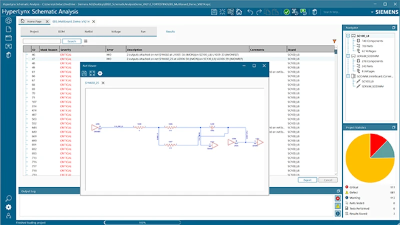 HyperLynx Schematic Analysis, automated inspection against manufacturer part data