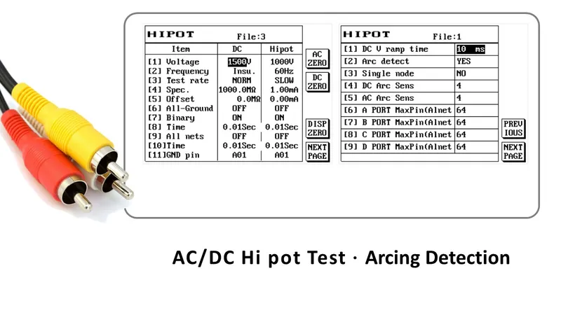 Microtest 2-wire cable tester, production harness testing setup