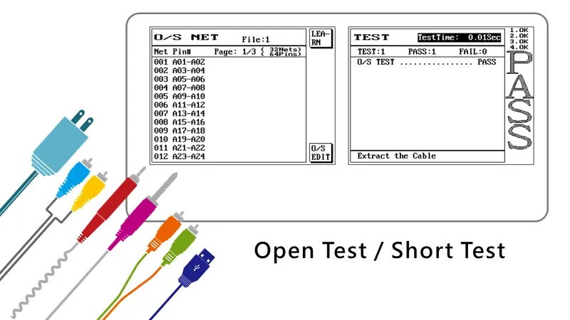 Microtest 4-wire cable tester, Kelvin resistance measurement on automotive harness